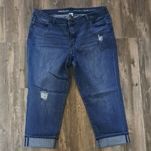 Westport Women's Distressed Dark Blue Boyfriend Jeans